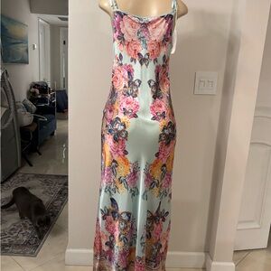 Anne Fontaine Floral Backless Dress in Pink and Blue